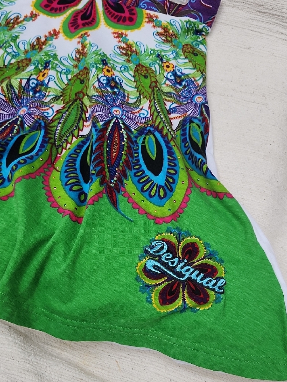 Desigual Vibrant Green & Multicolor Boho Skirt. - Picture 2 of 12
